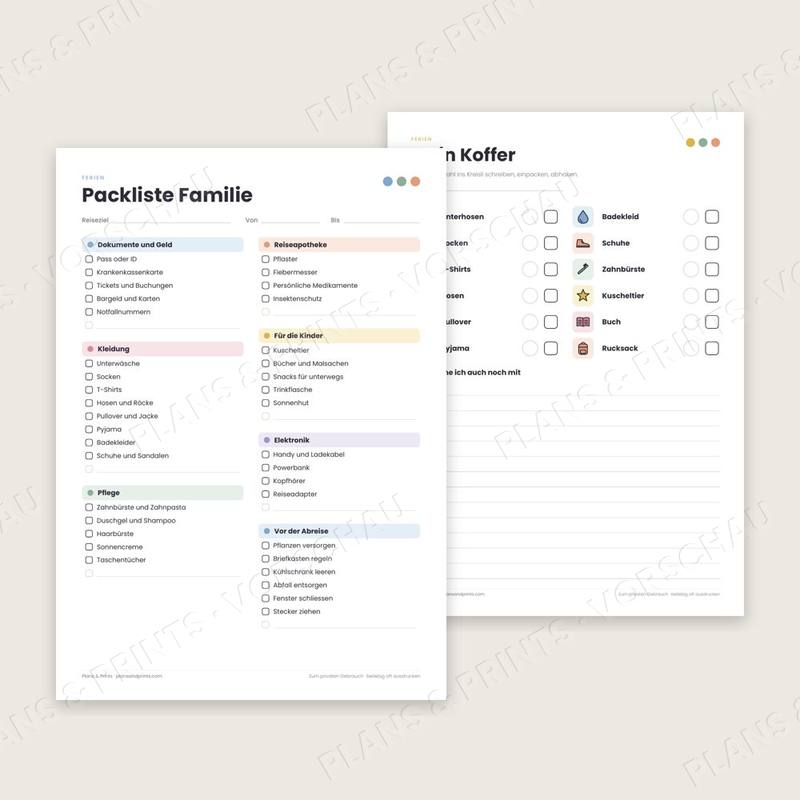 Packliste Ferien